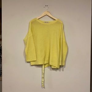 Autumn Cashmere Yellow Pullover Sweater with Tie Back Detail